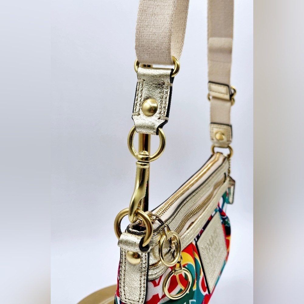 COACH POPPY Crossbody Nylon Op C Print Vibrant Colors - Picture 5 of 12